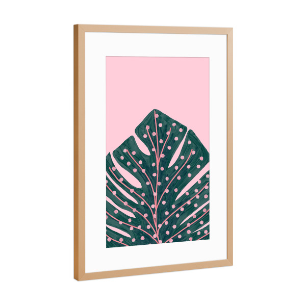 Poster mit Rahmen Kupfer "Polka Dots Monstera" artboxONE - Floral - Monstera,Leaf,Plant,Blatt,Pflanze