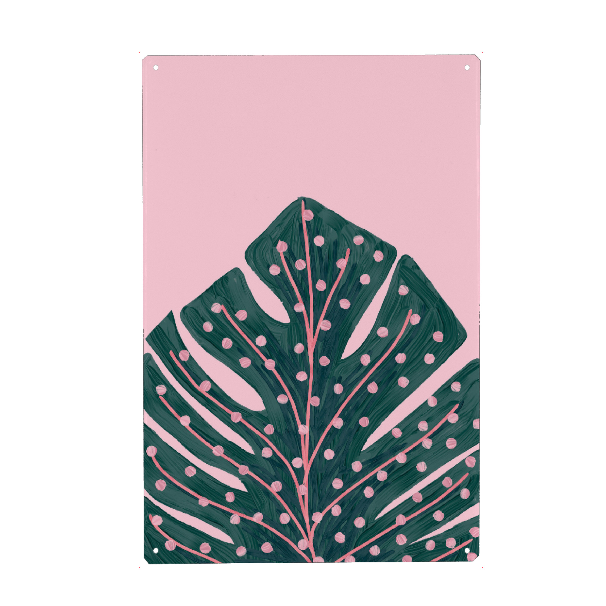 Metall Poster "Polka Dots Monstera" artboxONE - Floral - Monstera,Leaf,Plant,Blatt,Pflanze - Blechschild