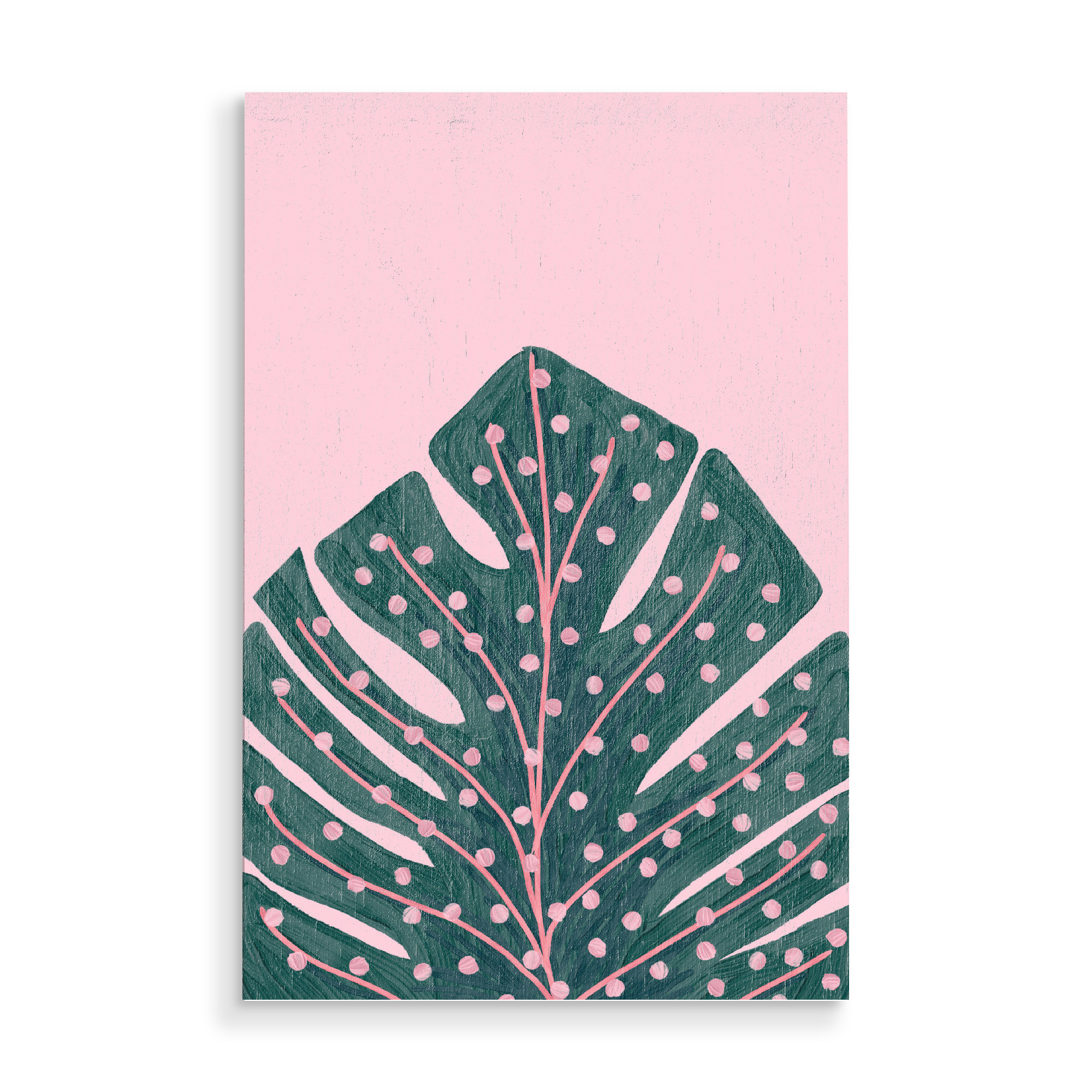 Holzbild "Polka Dots Monstera" artboxONE - Floral - Monstera,Leaf,Plant,Blatt,Pflanze