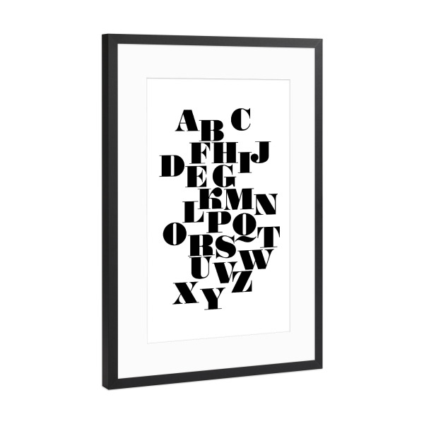 Poster mit Rahmen Schwarz (Metallic) "Alphabet ABC" artboxONE - Typografie,Schwarzweiß - Alphabet,Abc,Letters