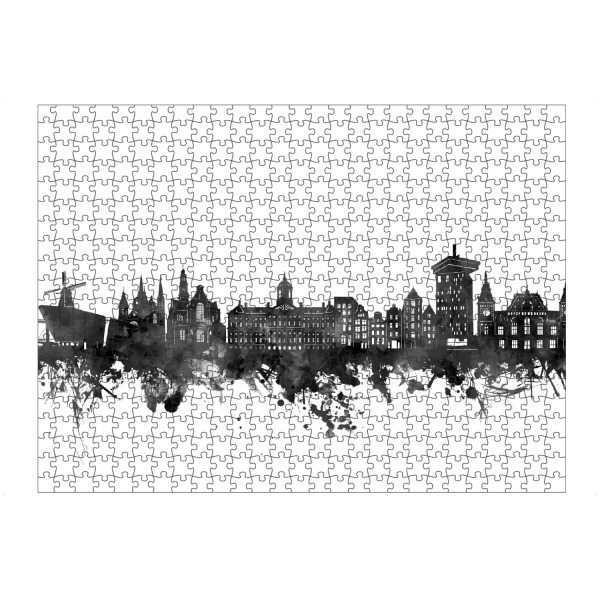 Puzzle Ravensburger "Amsterdam skyline watercolor black" artboxONE - Städte,Schwarzweiß,Architektur,Städte / Amsterdam