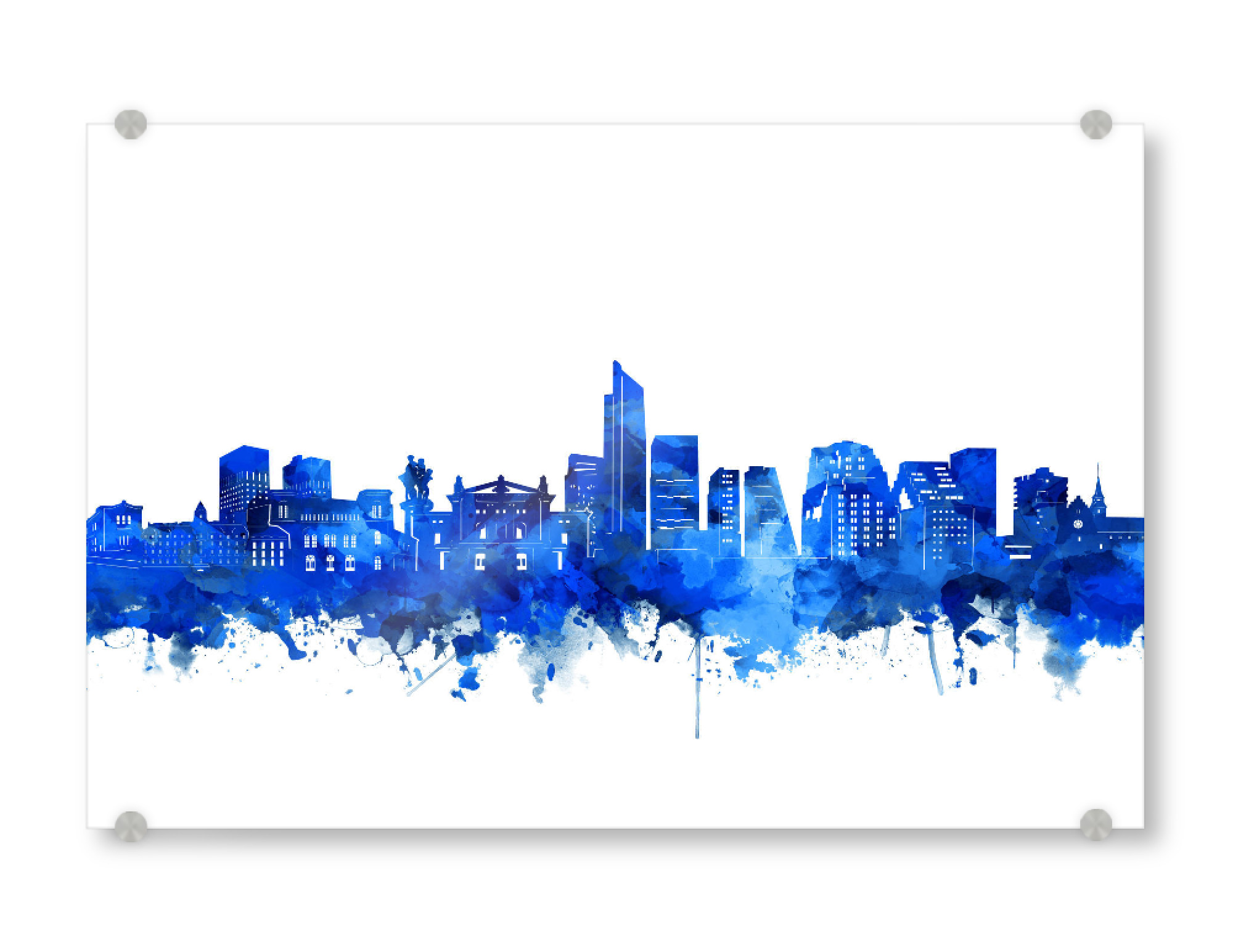 Acrylglasbild "Oslo skyline watercolor blue" artboxONE - Städte,Architektur,Städte / Weitere - Oslo,Skyline,Norwegen,Norway