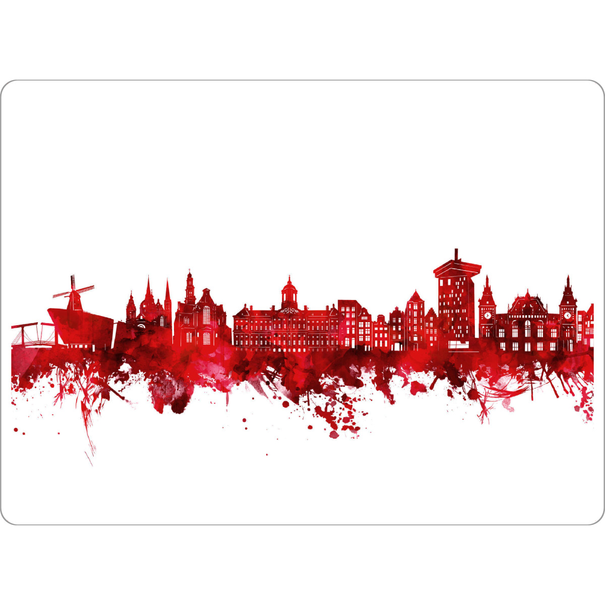 Tischset "Amsterdam skyline watercolor red" artboxONE - Städte,Architektur,Städte / Amsterdam - Amsterdam,Skyline,Netherlands,Holland,Niederlande