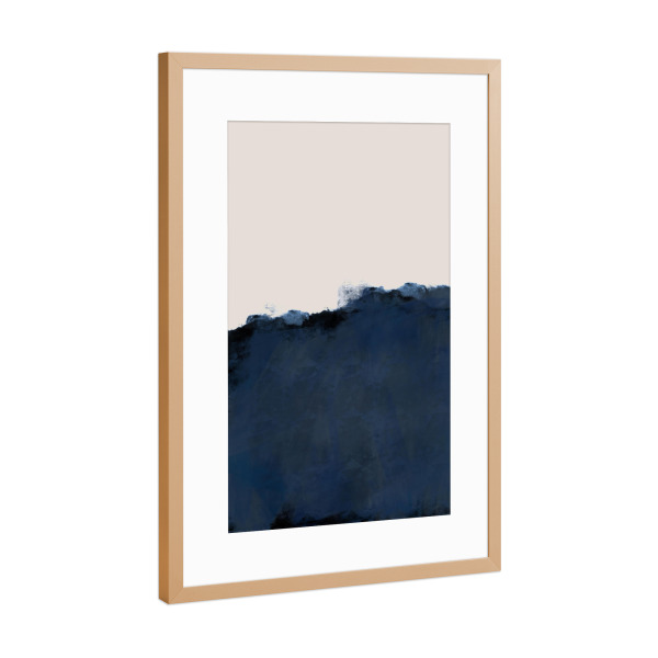 Poster mit Rahmen Kupfer "Abstract Blue and Beige, Landscape" artboxONE - Abstrakt