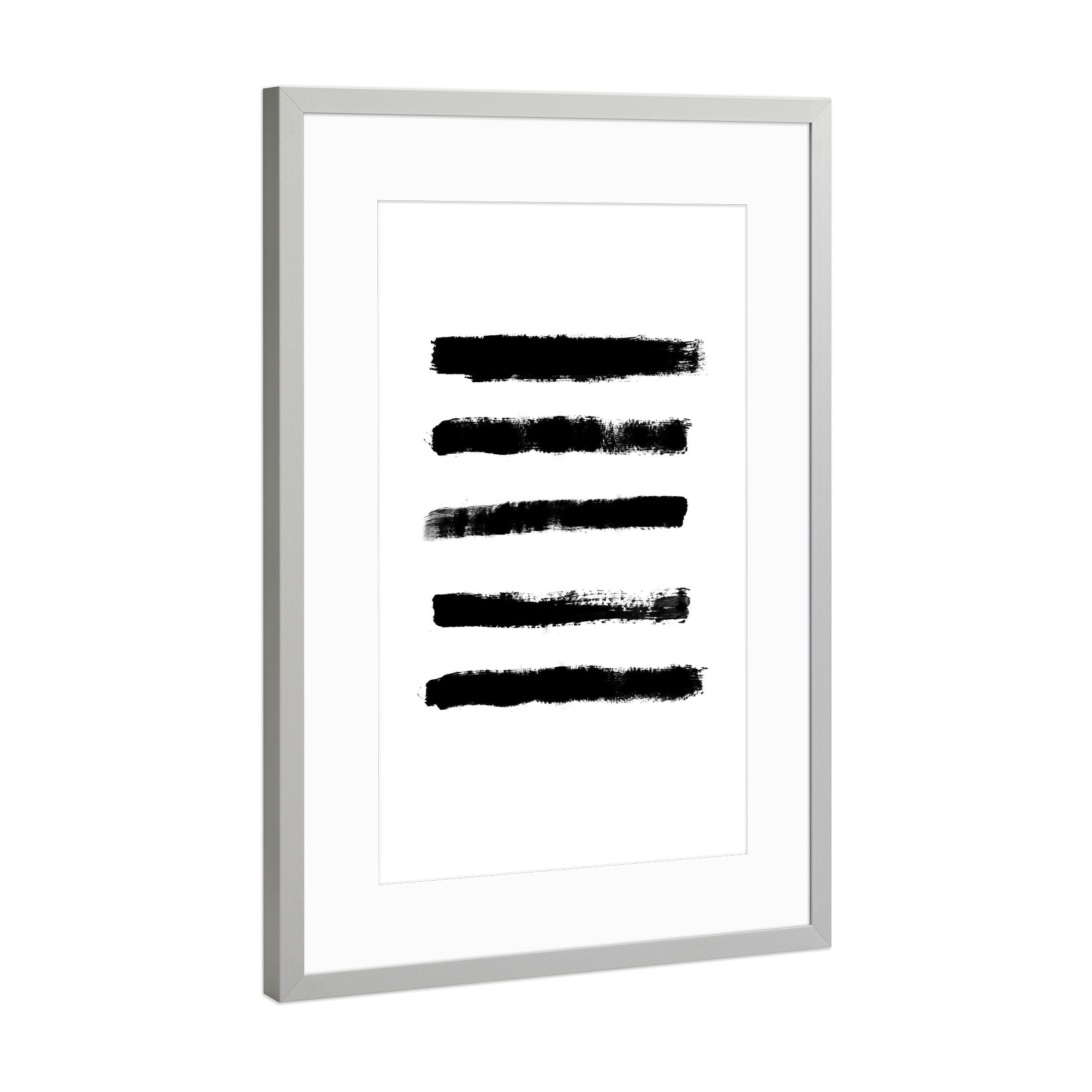Poster mit Rahmen Silber "Brush Stroke" artboxONE - Abstrakt,Schwarzweiß - Abstract,Brush stroke