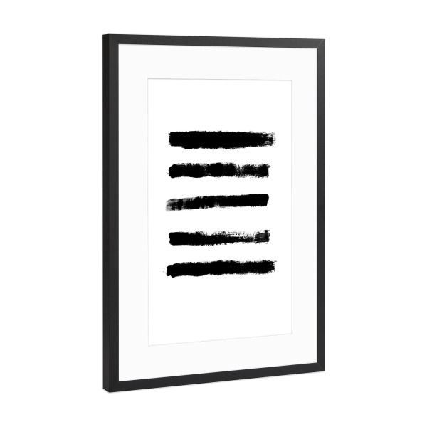 Poster mit Rahmen Schwarz (Metallic) "Brush Stroke" artboxONE - Abstrakt,Schwarzweiß - Abstract,Brush stroke