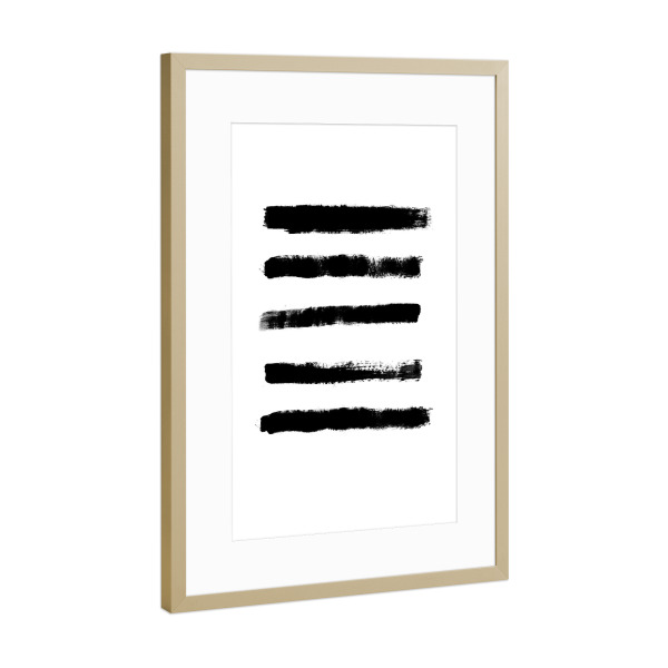 Poster mit Rahmen Gold "Brush Stroke" artboxONE - Abstrakt,Schwarzweiß - Abstract,Brush stroke