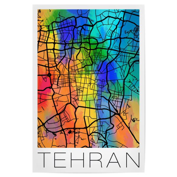 Poster "Retro Map Tehran Iran Color" artboxONE - Städte,Städte / Weitere,Kartografie - Retro,Map,Tehran,Iran,Karte