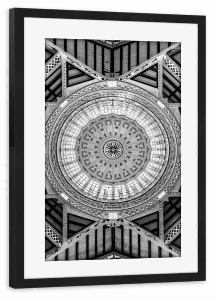 Poster mit Rahmen schwarz "Geometrische Symmetrie" artboxONE - Abstrakt,Schwarzweiß,Architektur,Geometrie - Abstract,Shapes,.abstrakt,Form