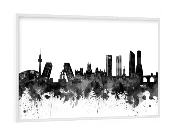 Poster mit weißem Rahmen "Madrid skyline black and white" artboxONE - Städte,Schwarzweiß,Architektur - Madrid,Skyline,Spain,Spanien