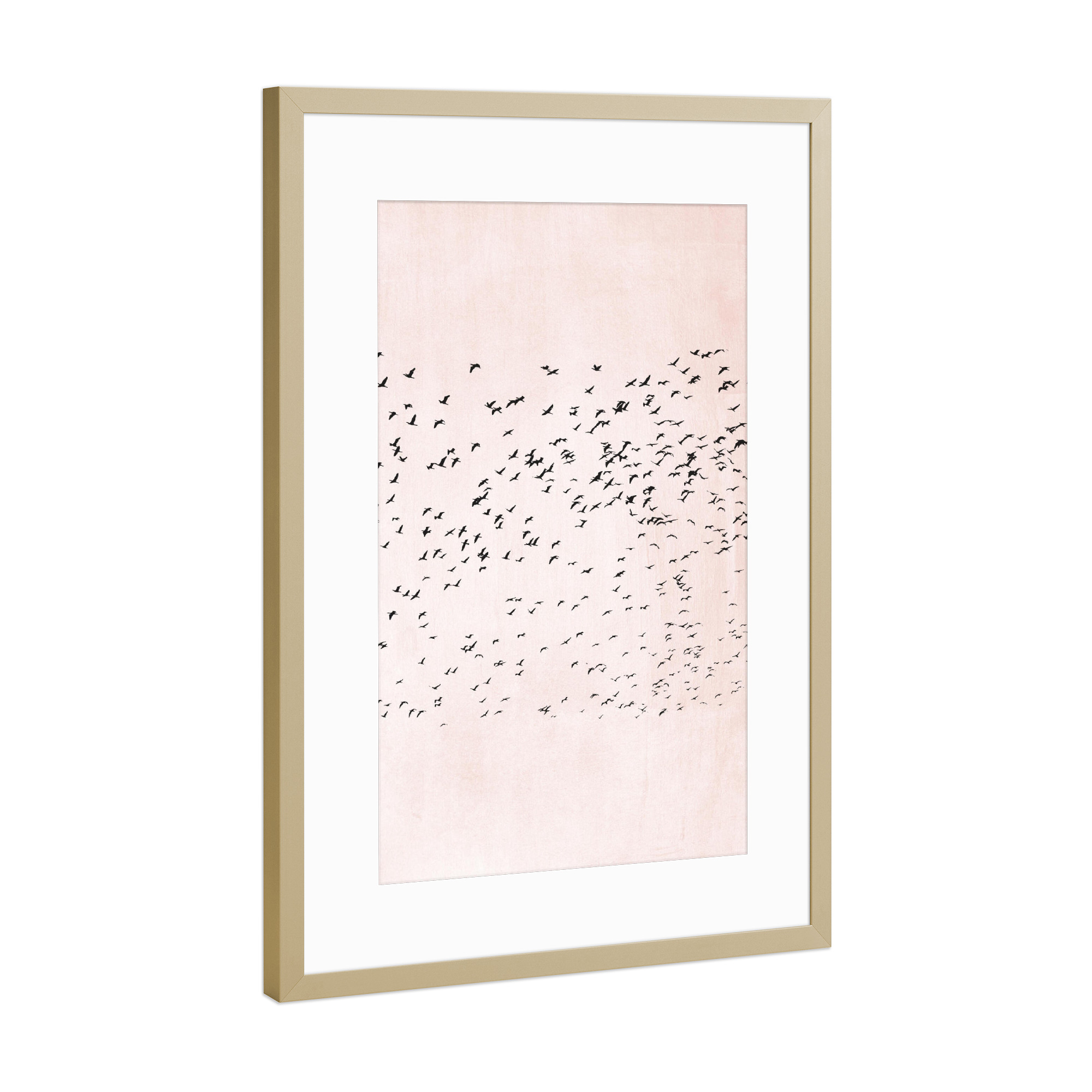 Poster mit Rahmen Gold "Moving On" artboxONE - Abstrakt - Vögel,Birds,Sunset