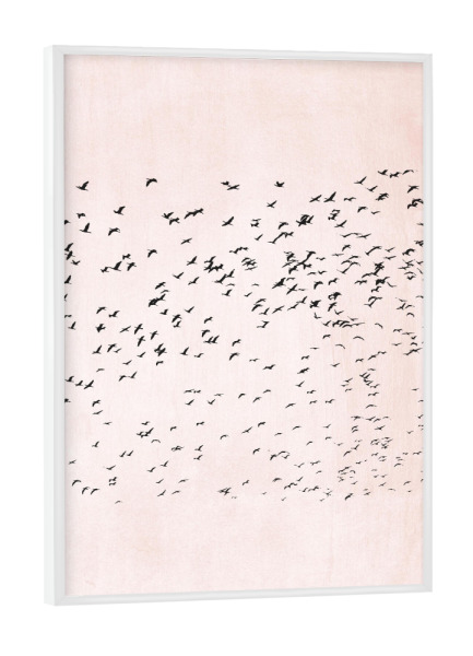 Poster mit weißem Rahmen "Moving On" artboxONE - Abstrakt - Vögel,Birds,Sunset