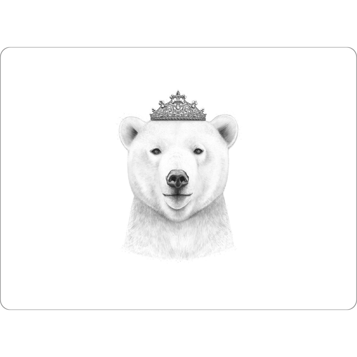 Tischset "Queen bear" artboxONE - Tiere,Schwarzweiß - Bear,Bär,Eisbär,Polarbear,Crown,Krone,Queen - Bild bear