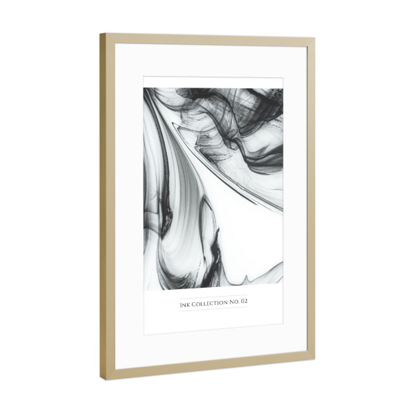 Poster mit Rahmen Gold "INK COLLECTION TWO" artboxONE - Abstrakt,Schwarzweiß - Ink,Collection