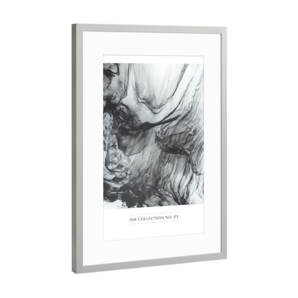 Poster mit Rahmen Silber "INK COLLECTION THREE" artboxONE - Abstrakt,Schwarzweiß,Marmor - Smoky,Smoky ink
