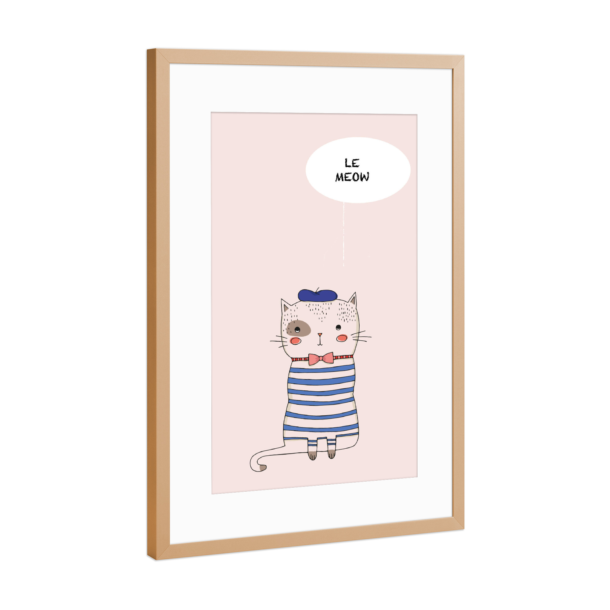 Poster mit Rahmen Kupfer "Le meow" artboxONE - Für Kinder,Tiere - Katze,Cat