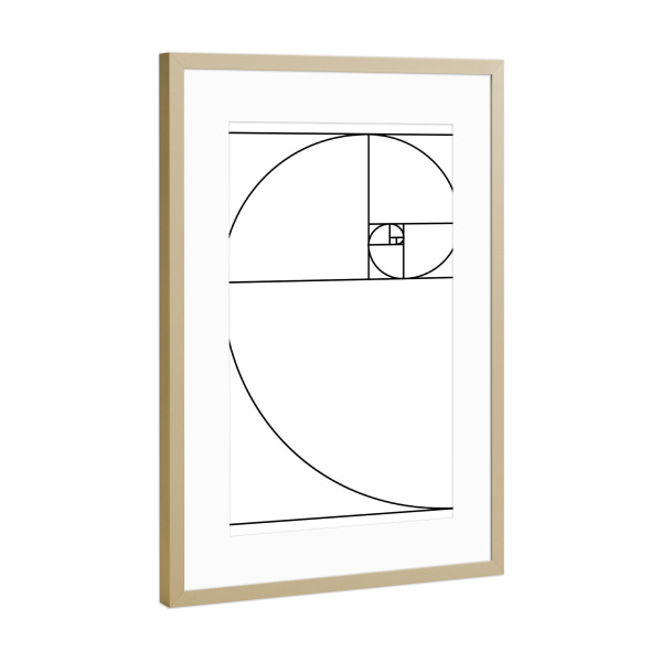 Poster mit Rahmen Gold "Proportio devina white" artboxONE - Abstrakt,Schwarzweiß,Geometrie - Goldener,Schnitt