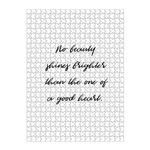 Puzzle Ravensburger "Beauty shines brighter" artboxONE - Typografie,Schwarzweiß,Liebe - Shines,Brighter,Heart - Bild shines