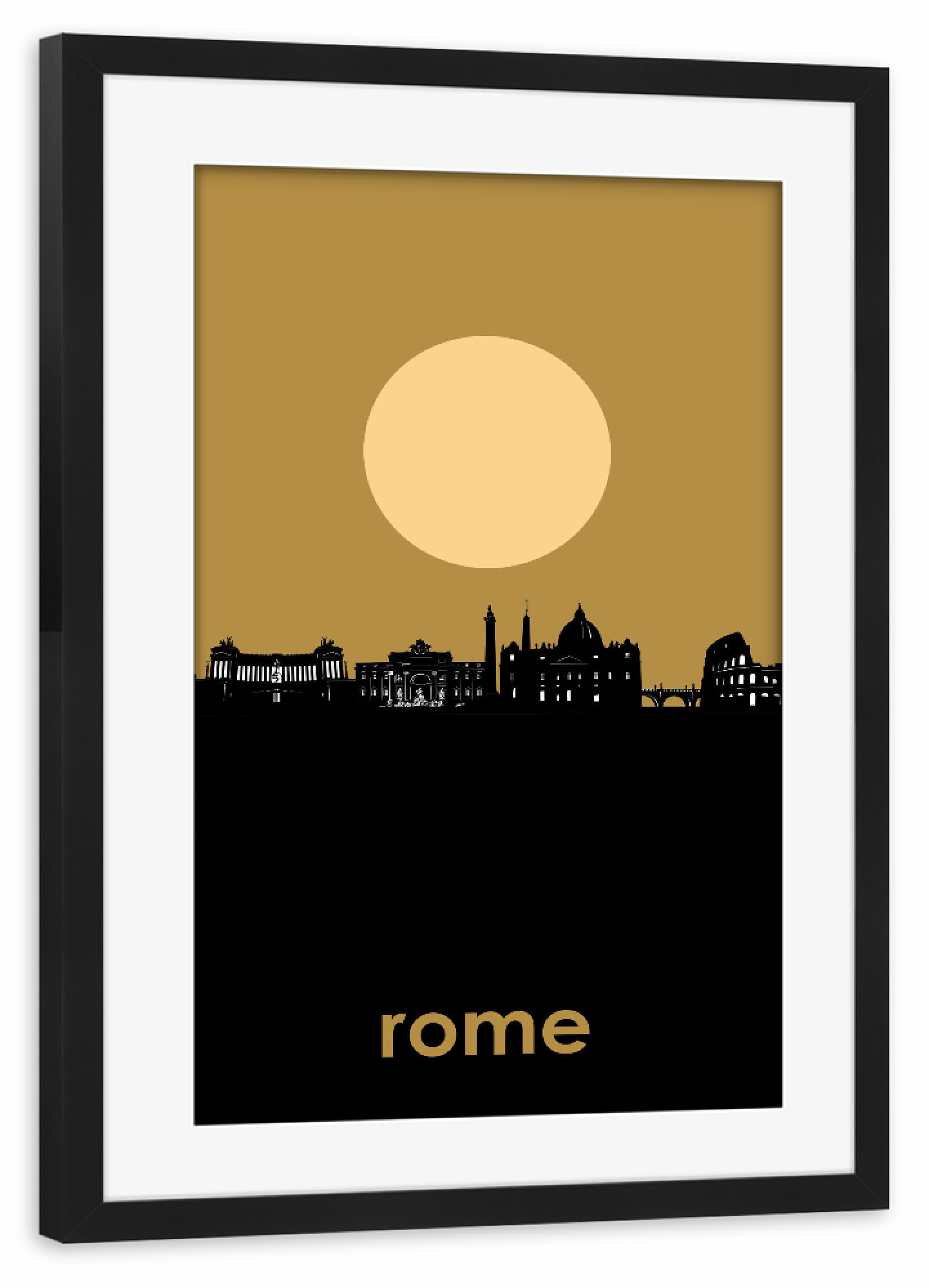 Poster mit Rahmen schwarz "Rome skyline minimalism" artboxONE - Städte / Rom - Rome