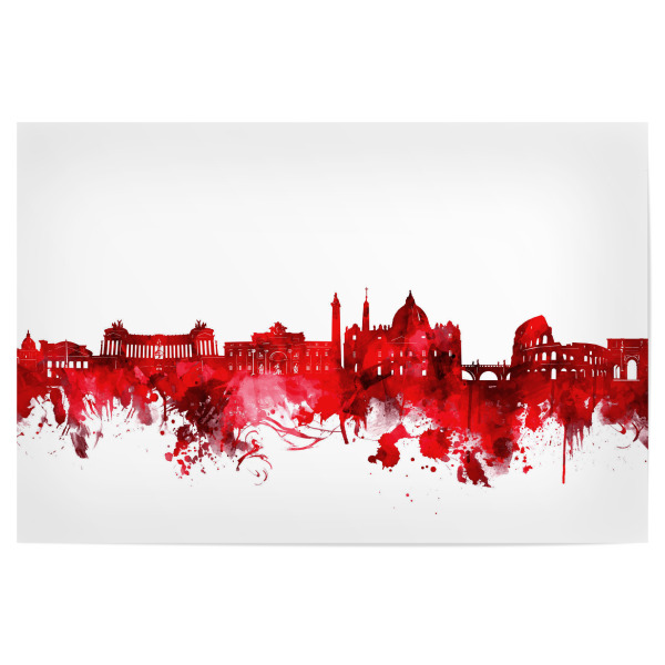 Poster "Rome city skyline red" artboxONE - Städte / Rom - Rome,Watercolor
