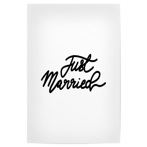 Poster 30x20 cm "Just married!" artboxONE - Schwarzweiß,Liebe - Just married,Wedding