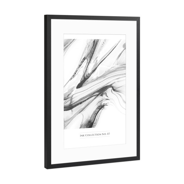 Poster mit Rahmen Schwarz (Metallic) "INK COLLECTION SEVEN" artboxONE - Typografie,Abstrakt,Schwarzweiß,Marmor - Smoky,Smoky ink