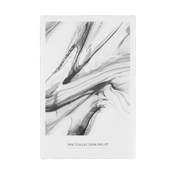 Metall Poster "INK COLLECTION SEVEN" artboxONE - Typografie,Abstrakt,Schwarzweiß,Marmor - Smoky,Smoky ink - Blechschild