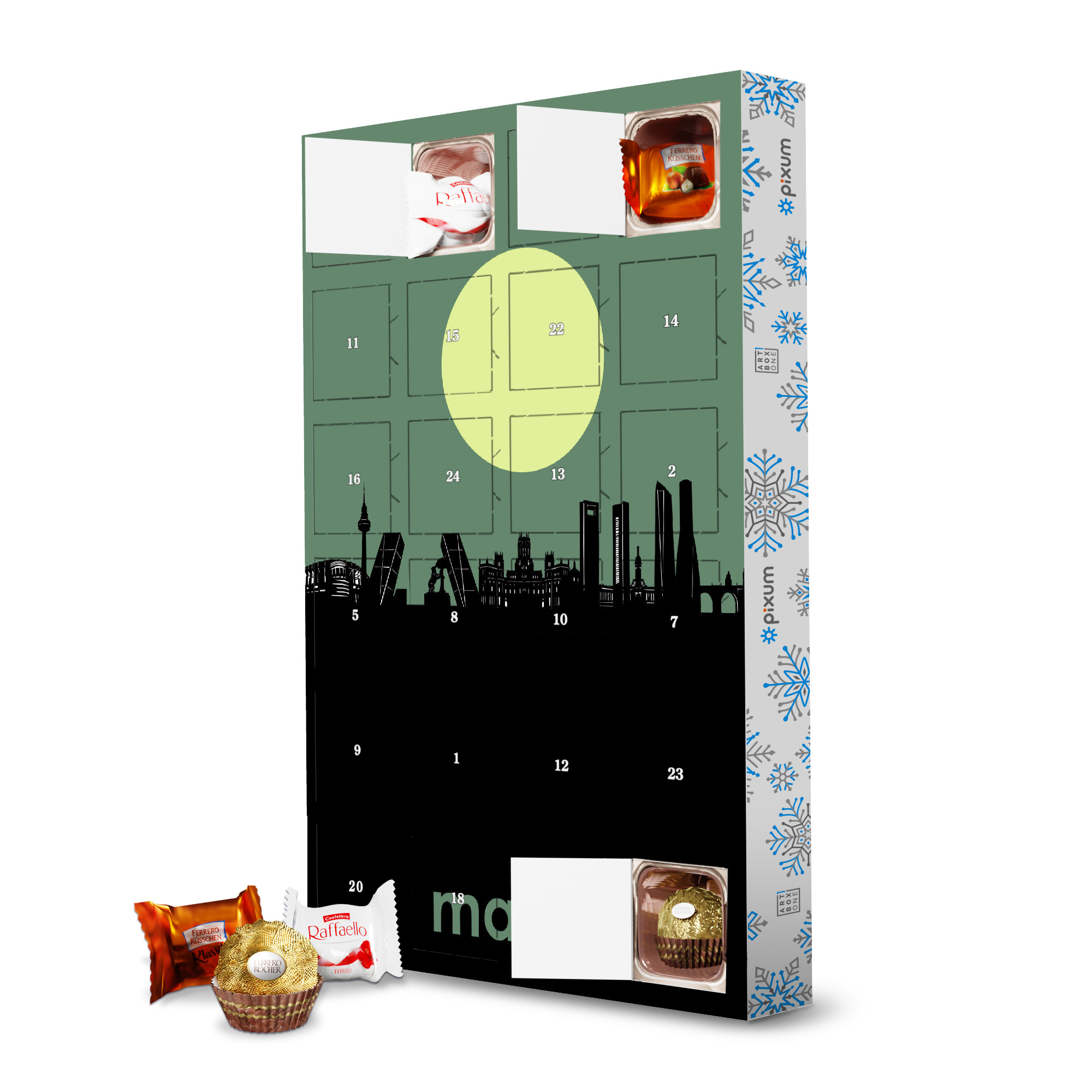 Adventskalender mit Ferrero Pralinen Madrid city skyline minimalism artboxONE Adventskalender Städte / Rom