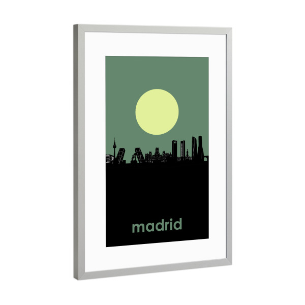 Poster mit Rahmen Silber "Madrid city skyline minimalism" artboxONE - Städte / Rom - Madrid