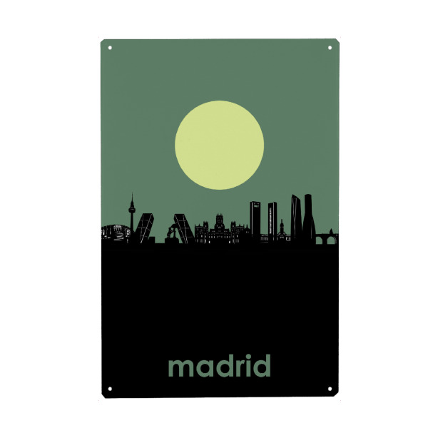 Metall Poster "Madrid city skyline minimalism" artboxONE - Städte / Rom - Madrid - Blechschild