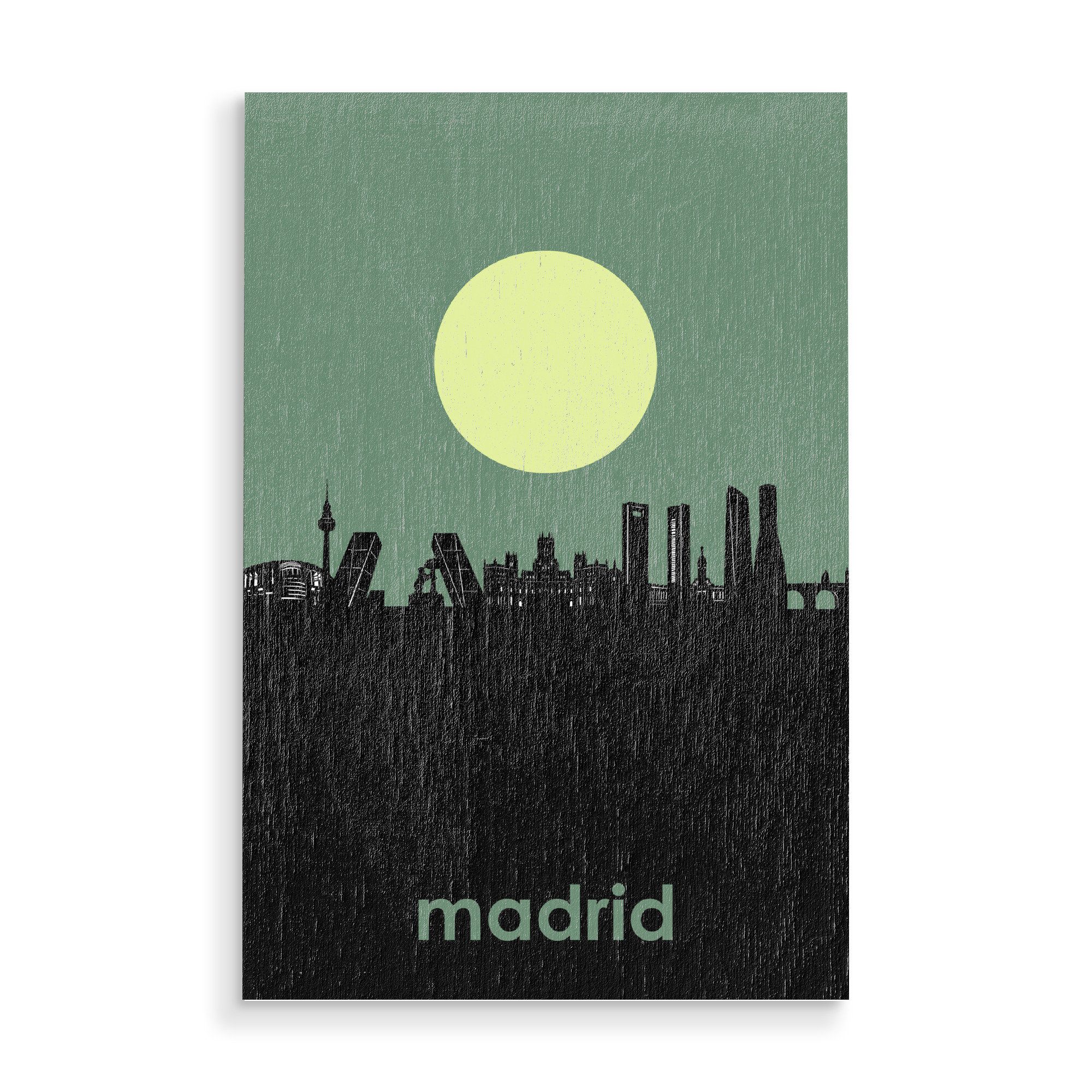 Holzbild "Madrid city skyline minimalism" artboxONE - Städte / Rom - Madrid