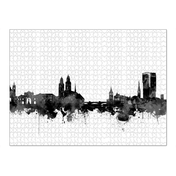 Puzzle Ravensburger "Zurich skyline black and white" artboxONE - Schwarzweiß,Städte / Zürich - Zurich,Zurich switzerland - Bild zurich