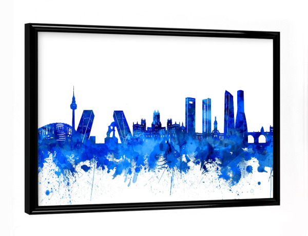 Poster mit schwarzem Rahmen "Madrid city skyline blue" artboxONE - Städte,Städte / Weitere - Madrid,Spain,Spanien,Skyline