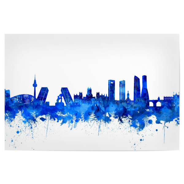 Poster 30x20 cm "Madrid city skyline blue" artboxONE - Städte,Städte / Weitere - Madrid,Spain,Spanien,Skyline