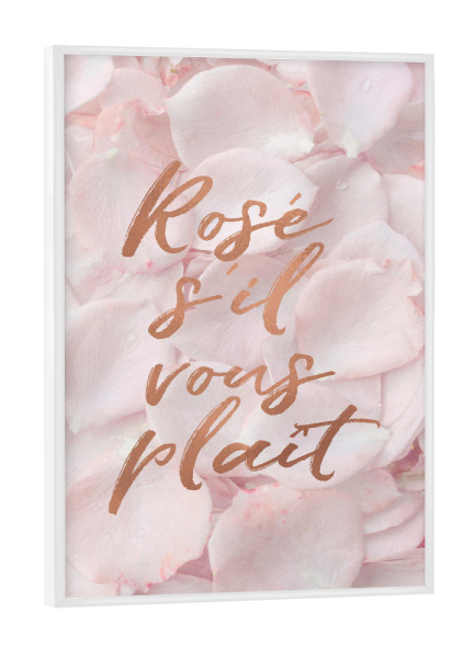 Poster mit weißem Rahmen "Rosé, s'il vous plaît" artboxONE - Typografie,Floral - Rosè,Gold,Flower,Blume,S'il,Vous,Plait