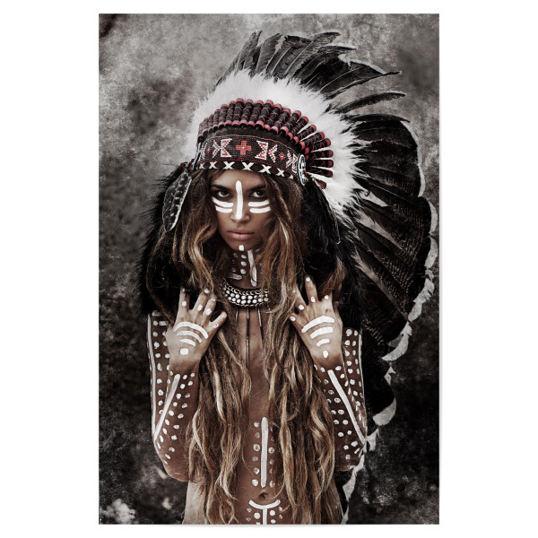 Poster 30x20 cm "Huntress" artboxONE - Menschen - Huntress,Jägerin,Indianer,Indianerin,Native american