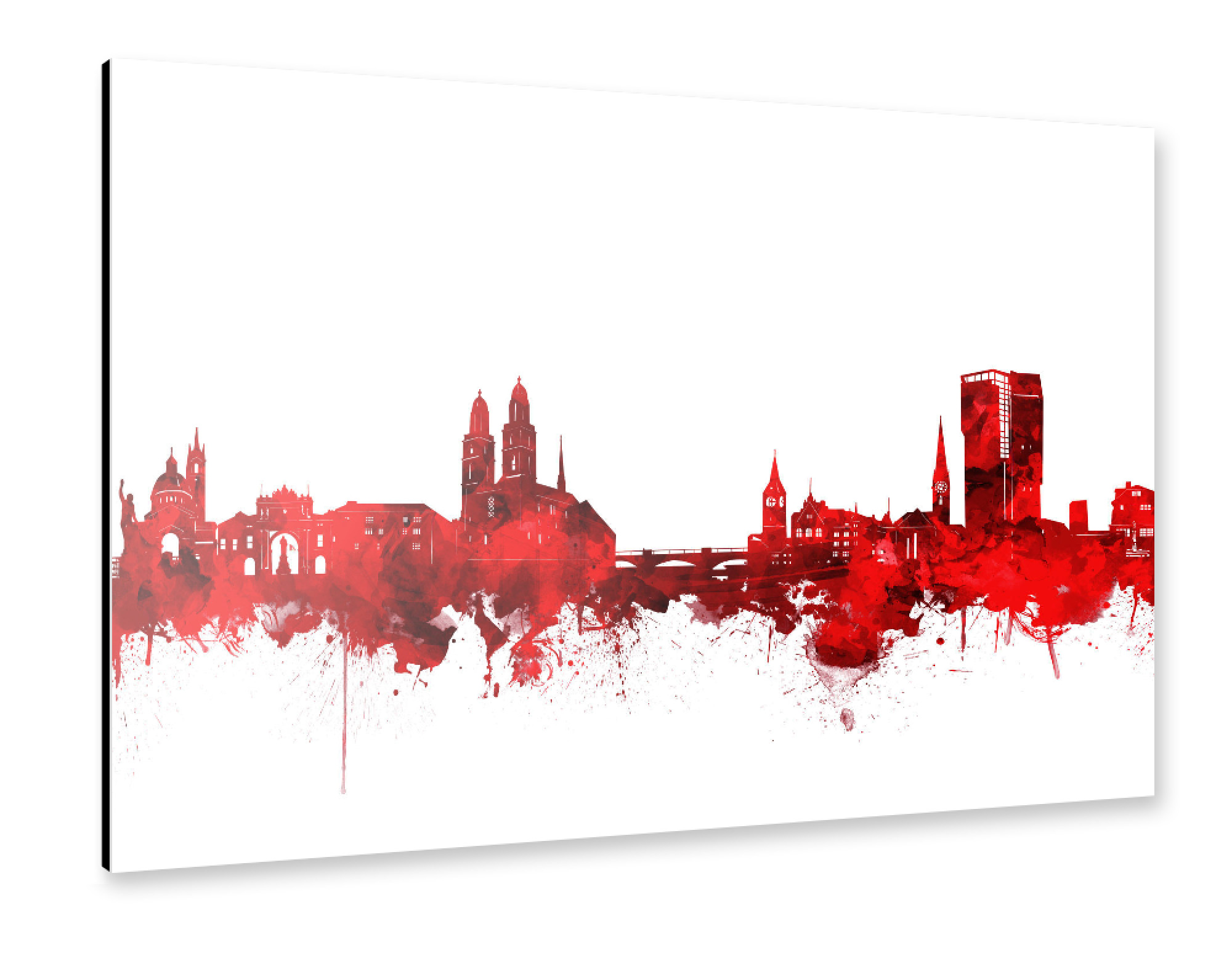 Alu-Dibond "Zurich city skyline red" 30x20 cm artboxONE