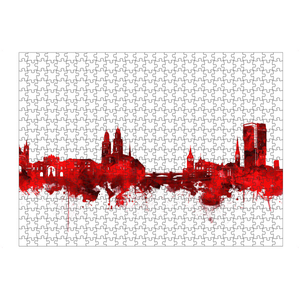 Puzzle Ravensburger "Zurich city skyline red" artboxONE - Städte,Städte / Zürich - Zurich,Zürich,Schweiz,Switzerland,Skyline - Bild zurich