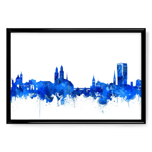 Zurich city skyline blue