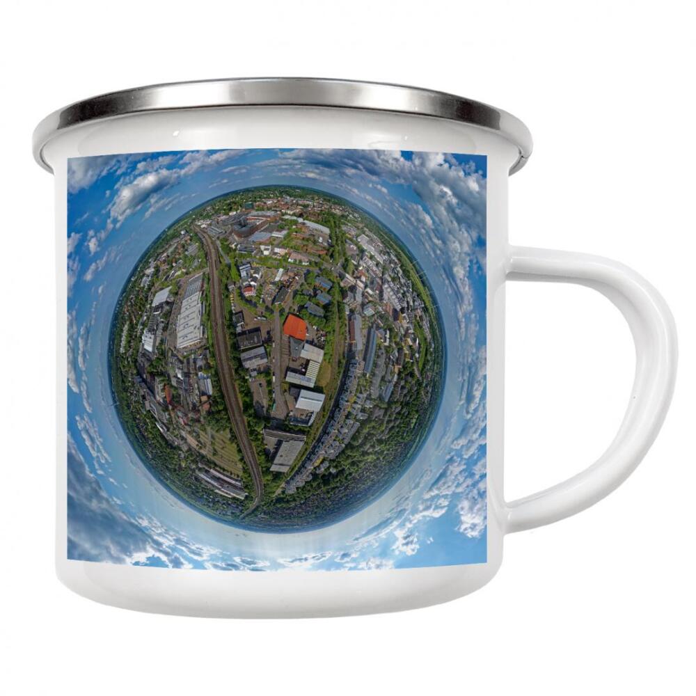 Emaille Tasse "HH-Bergedorf- Zw. den Gleisen;120m" artboxONE - Städte,Städte / Hamburg,Reise,Architektur,Reise / Länder