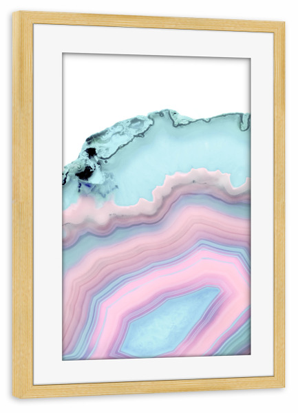 Poster mit Rahmen kiefer "Light Blue and Blush Agate" artboxONE - Abstrakt,Marmor - Mineral,Agate,Crystal,Stone