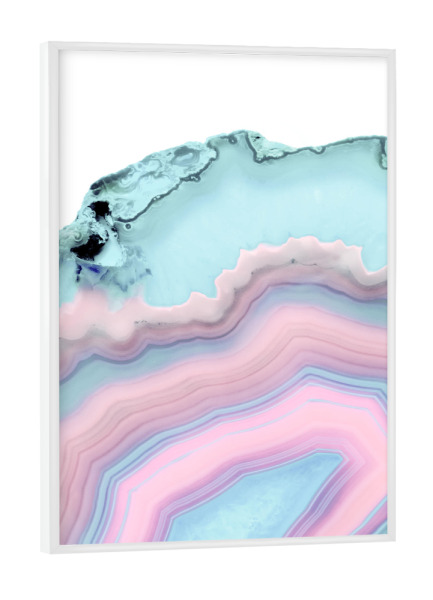 Poster mit weißem Rahmen "Light Blue and Blush Agate" artboxONE - Abstrakt,Marmor - Mineral,Agate,Crystal,Stone