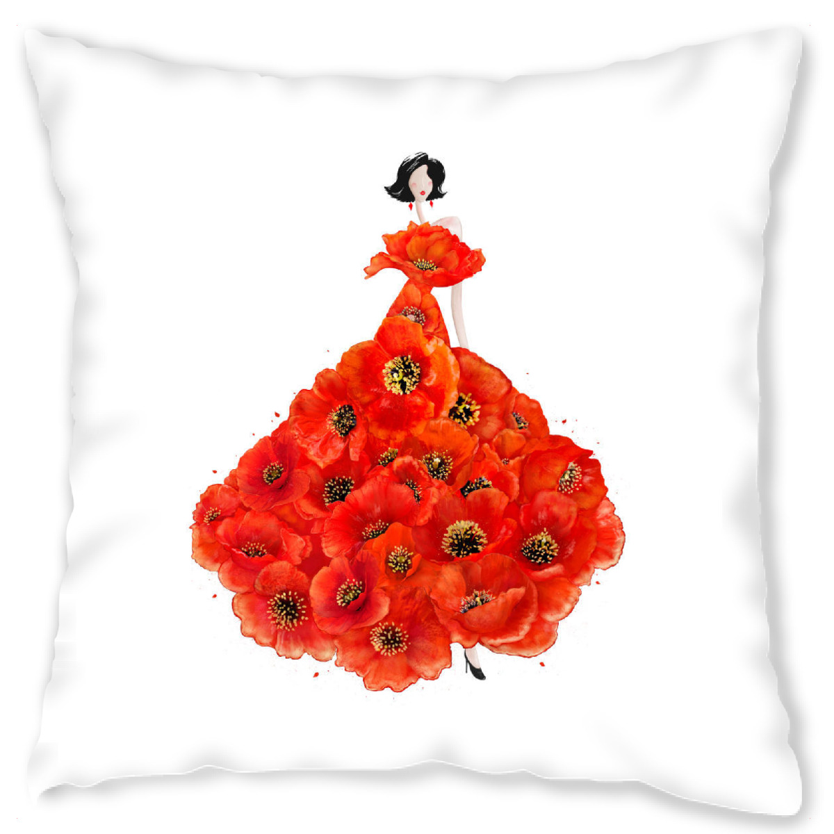 Design-Kissen "Fashion poppies" artboxONE - Floral,Fashion - Dress,Flower,Blume,Girl,Woman
