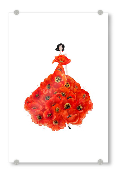 Acrylglasbild "Fashion poppies" artboxONE - Floral,Fashion - Dress,Flower,Blume,Girl,Woman