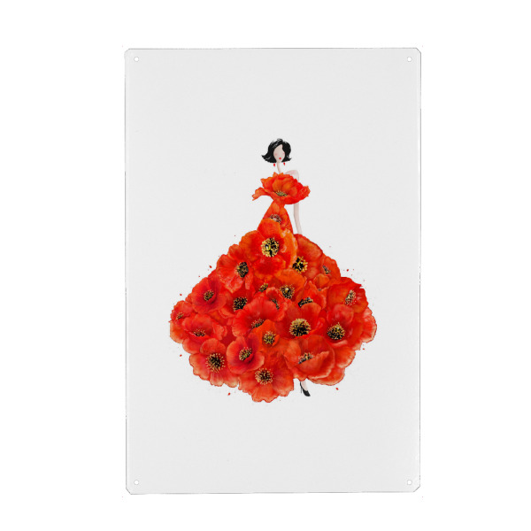 Metall Poster "Fashion poppies" artboxONE - Floral,Fashion - Dress,Flower,Blume,Girl,Woman - Blechschild