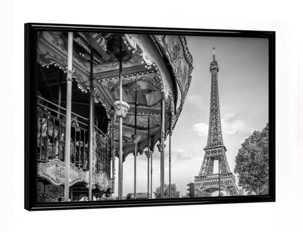 Poster mit schwarzem Rahmen "Typisch Paris | Monochrom" artboxONE - Städte,Reise,Schwarzweiß,Architektur,Städte / Paris - Paris,Karussel