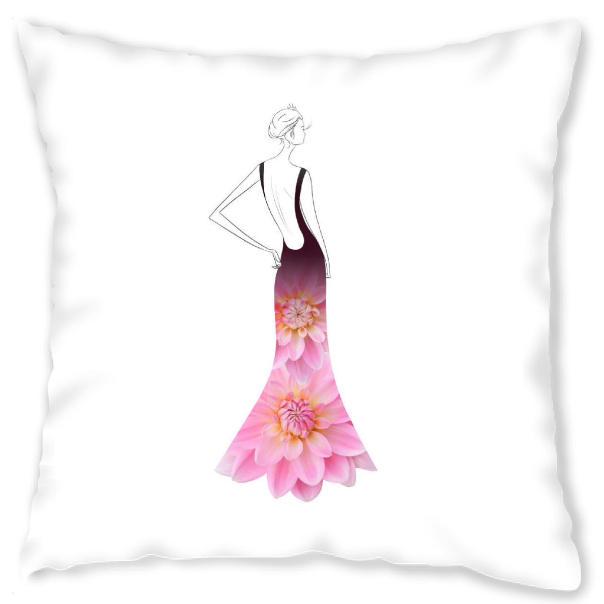Design-Kissen "Fashion dahlias" artboxONE - Floral,Fashion - Flowers,Dahlia,Blume,Dress,Girl,Woman