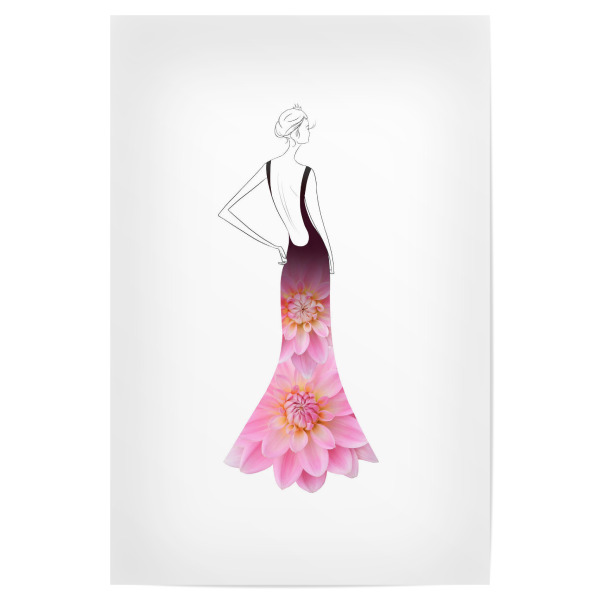 Poster "Fashion dahlias" artboxONE - Floral,Fashion - Flowers,Dahlia,Blume,Dress,Girl,Woman