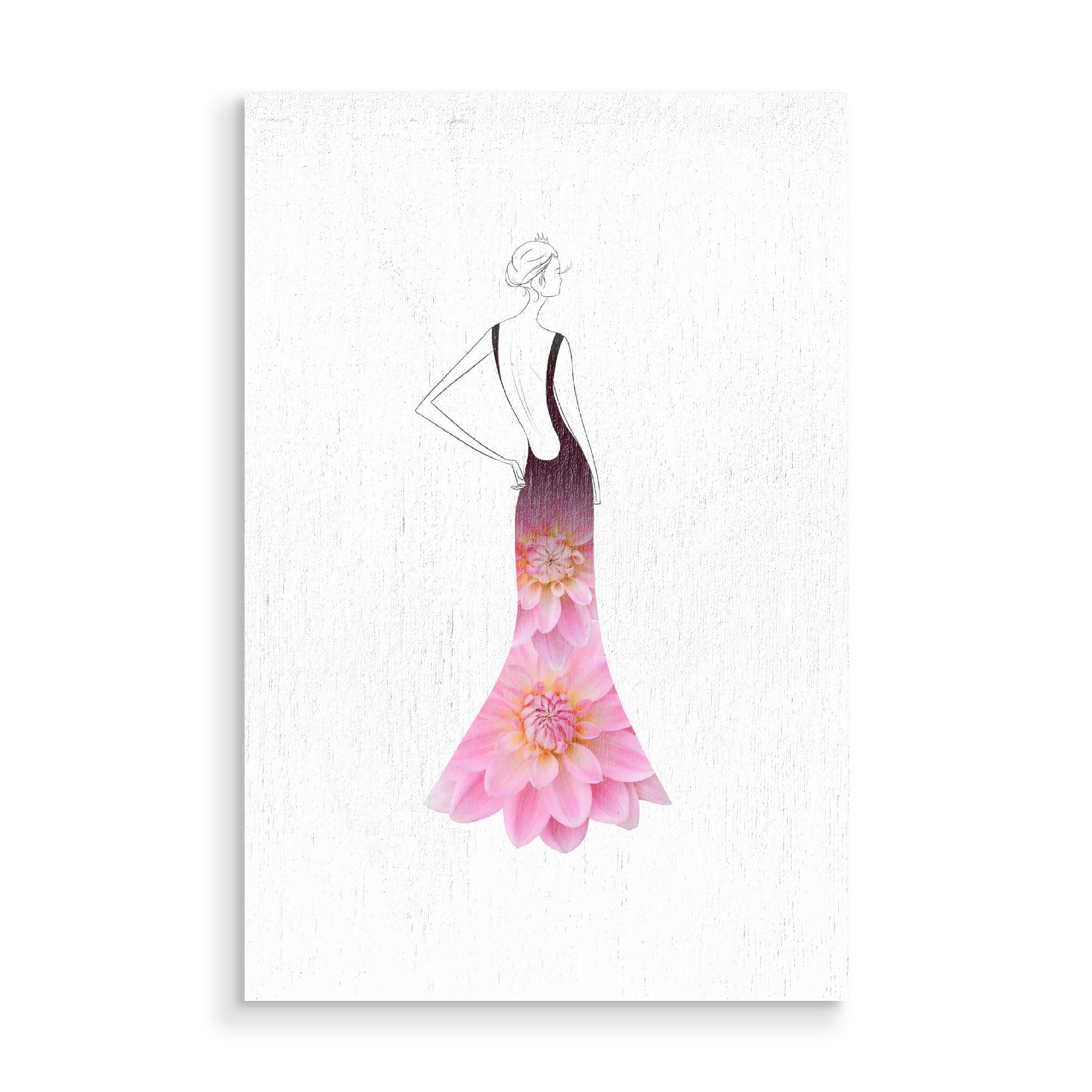 Holzbild "Fashion dahlias" artboxONE - Floral,Fashion - Flowers,Dahlia,Blume,Dress,Girl,Woman