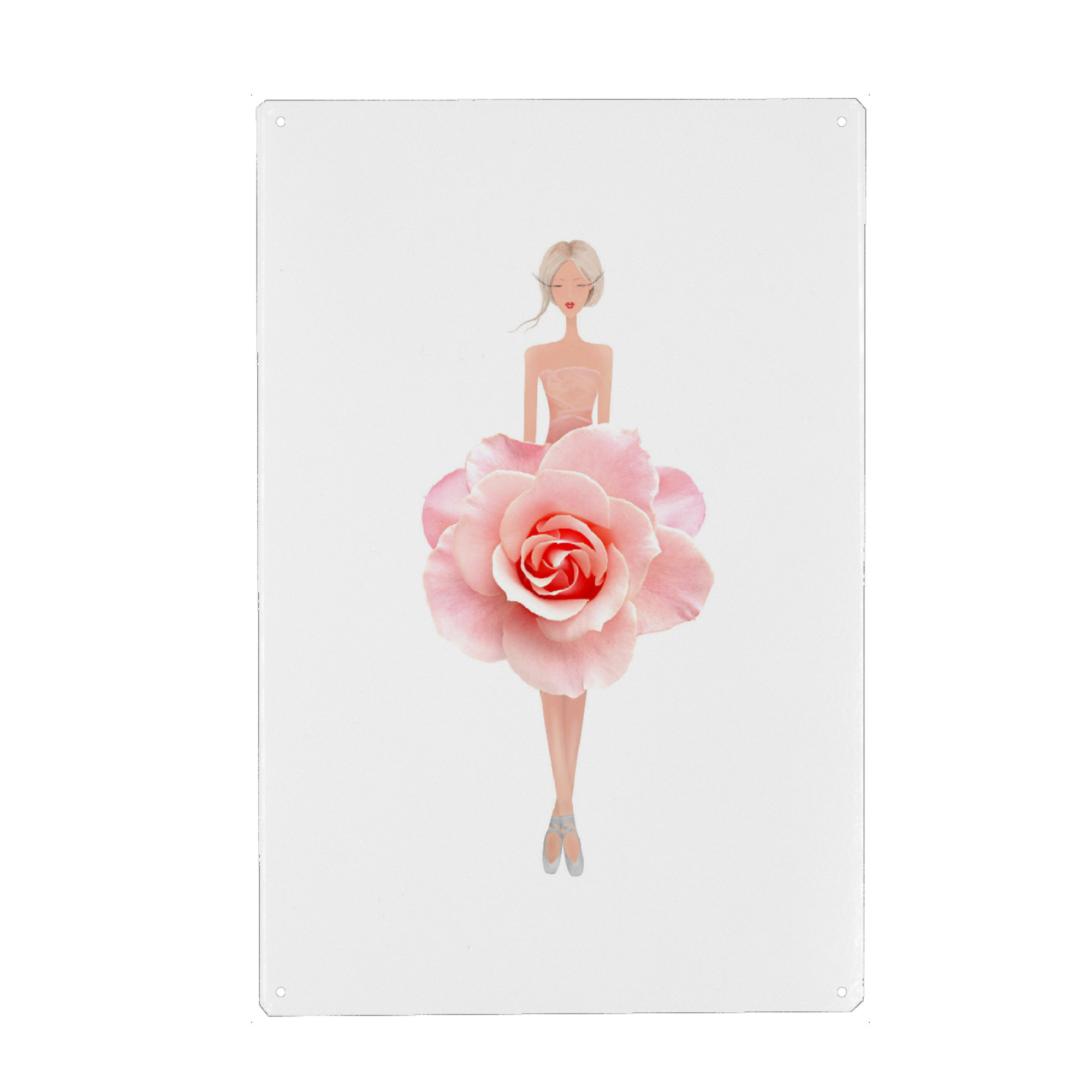 Metall Poster "Fashion pink rose" artboxONE - Floral,Fashion - Rose,Flowers,Ballet,Ballerina,Blume - Blechschild